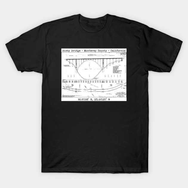 Bixby Bridge General Plans T-Shirt by REDWOOD9